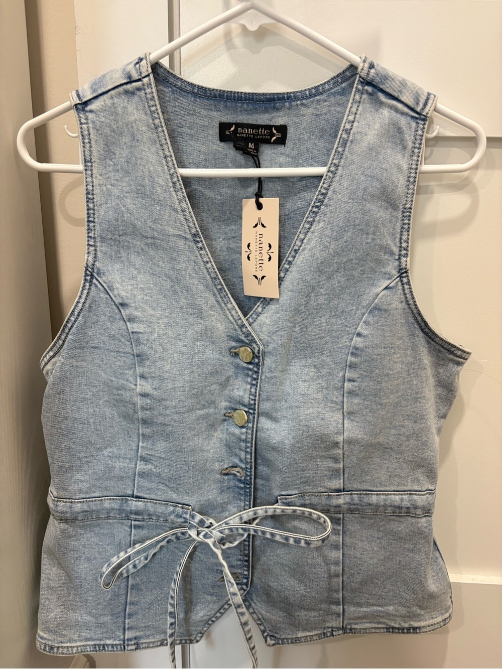 Nanette Lepore Vest Women’s Medium Blue Denim Cotton Stretch NWT